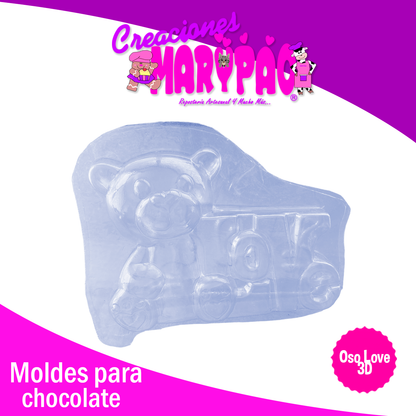 Molde Oso Love 3D Chocolates 14 de Febrero Yeso