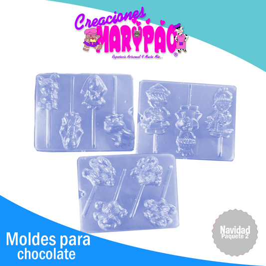 Moldes Para Paletas de Chocolate Navidad Paquete 2