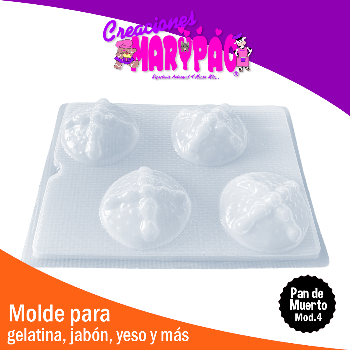 Molde Pan De Muerto Grande M4 Halloween Jabon Gelatina Vela