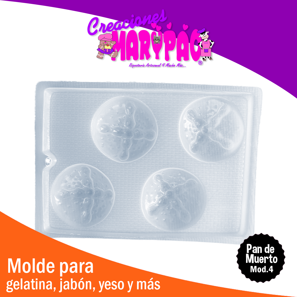 Molde Pan De Muerto Grande M4 Halloween Jabon Gelatina Vela