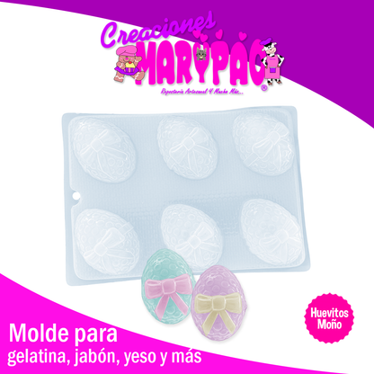 Molde Huevitos con Moño Pascua Jabones Gelatinas Yeso