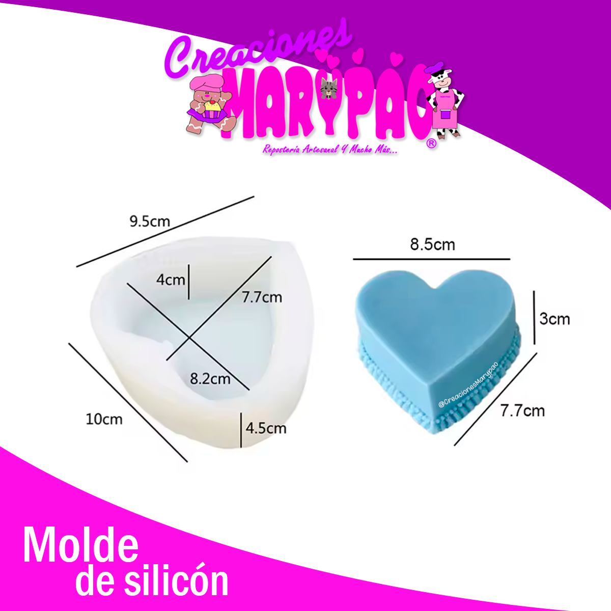 Molde De Silicón Velas Pastel Corazón 14 De Febrero Amor