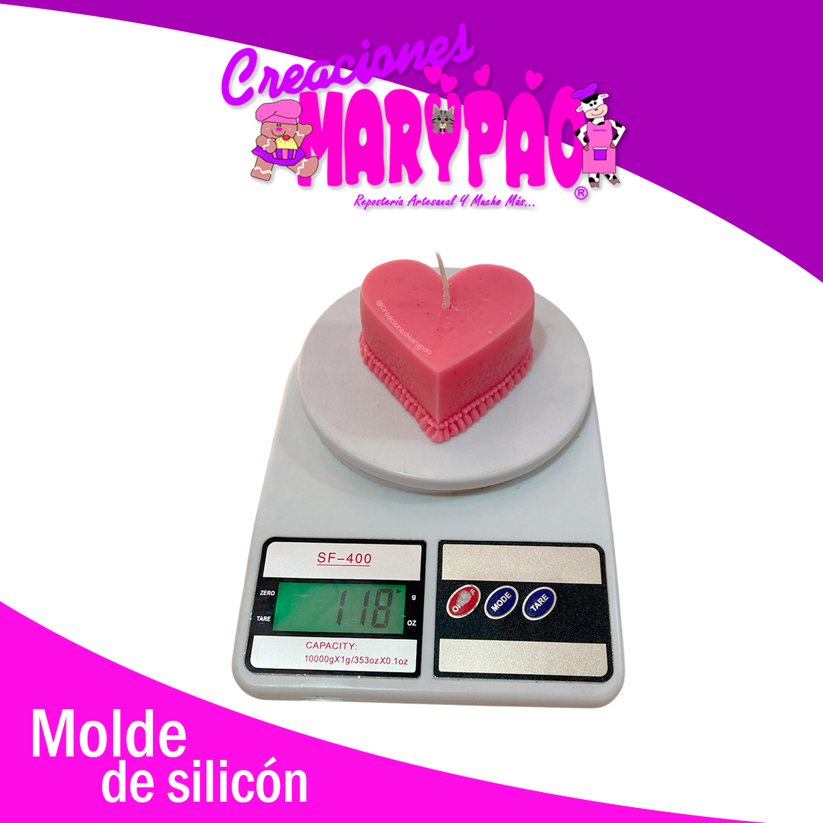 Molde De Silicón Velas Pastel Corazón 14 De Febrero Amor