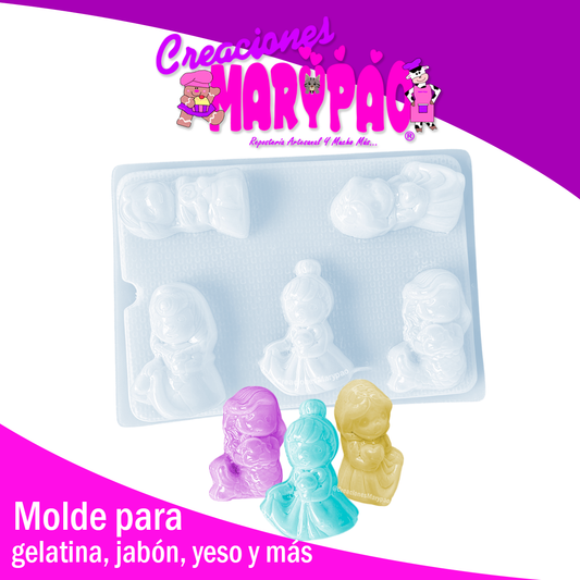 Molde Princesas Gelatinas, Yesitos y Más👑