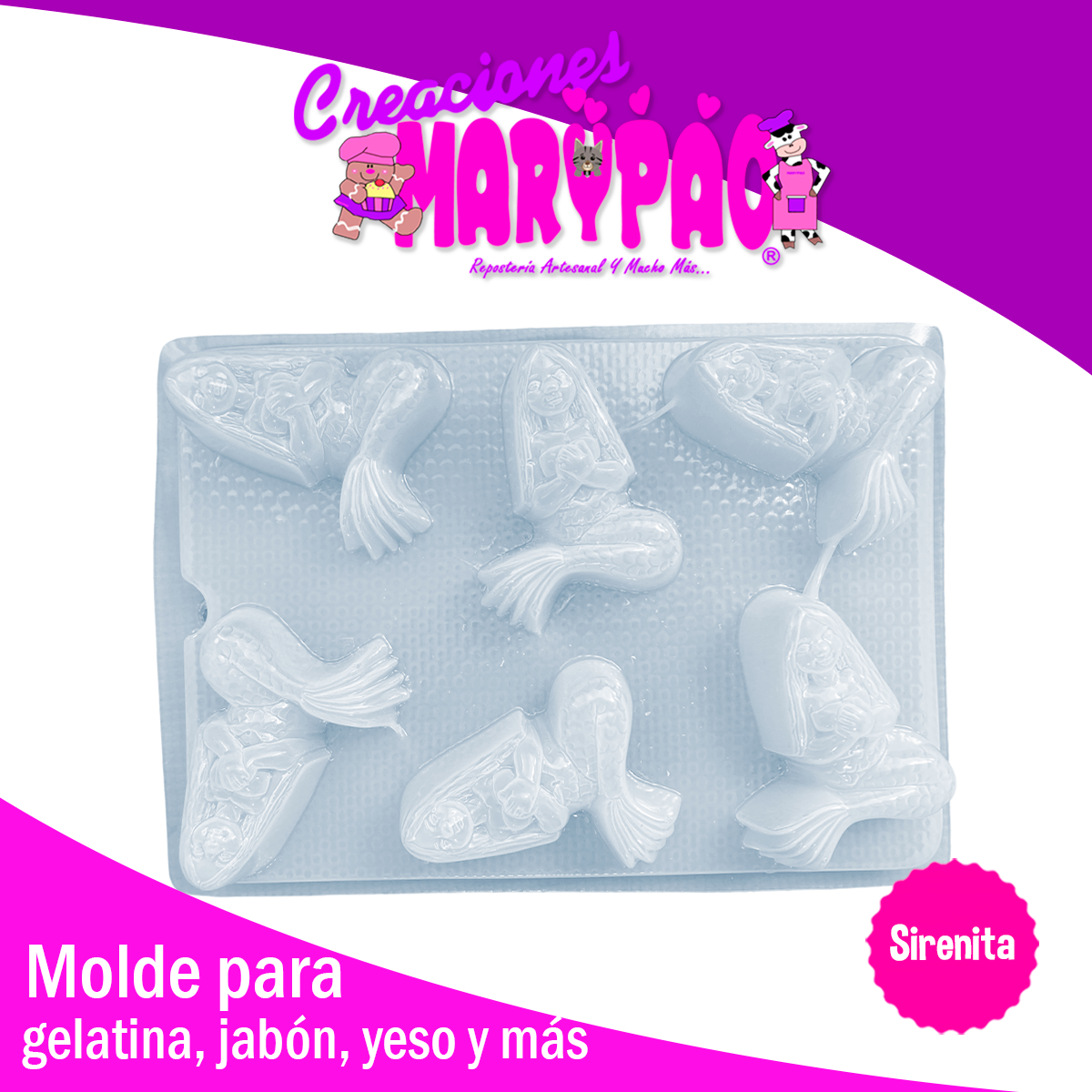 Molde Sirenita Gelatinas Jabones Figuras de Yeso