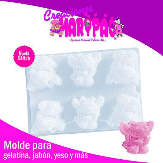 Molde Stitch Novia Gelatinas Figuras de Yeso