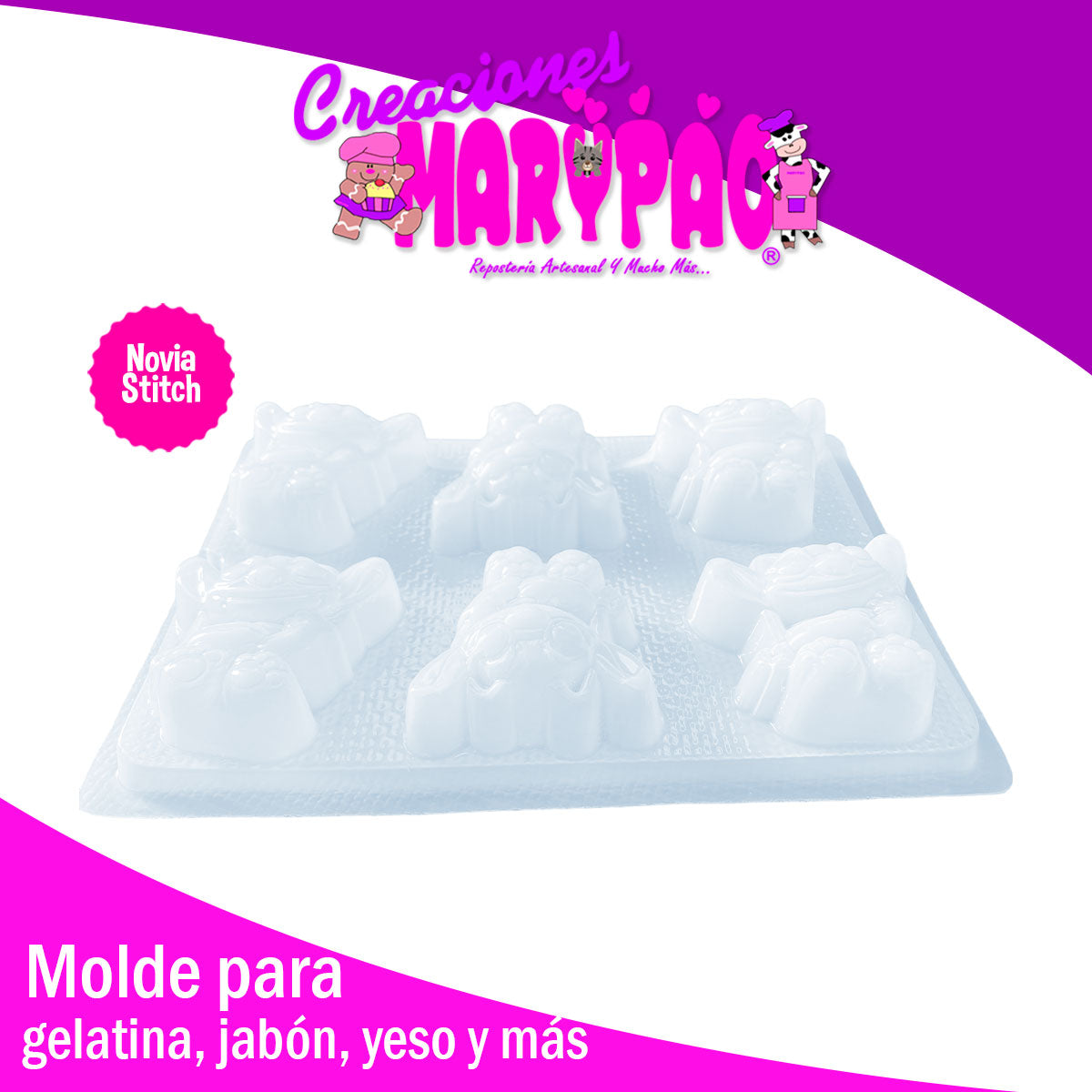 Molde Stitch Novia Gelatinas Figuras de Yeso