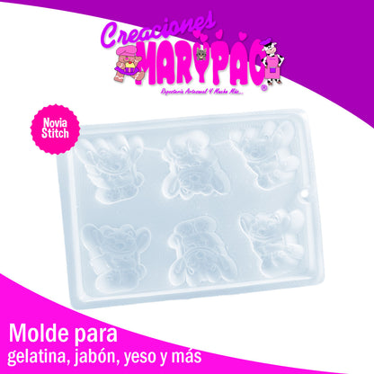 Molde Stitch Novia Gelatinas Figuras de Yeso