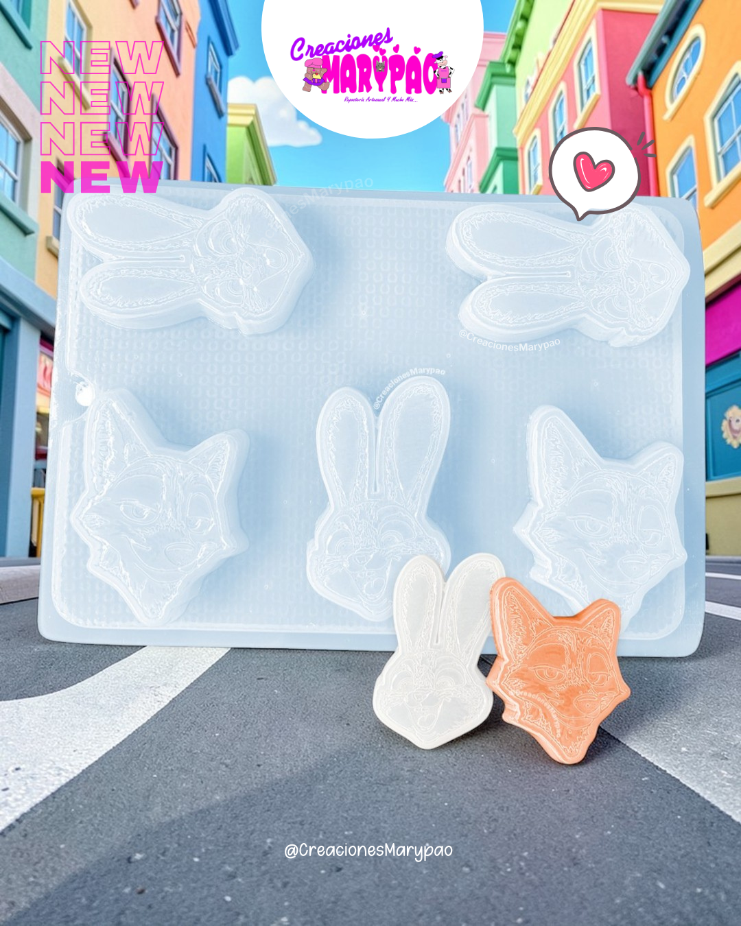 🐰🦊 Molde Inspirado en Zootopia – Judy & Nick Yesitos Gelatinas Y Más✨