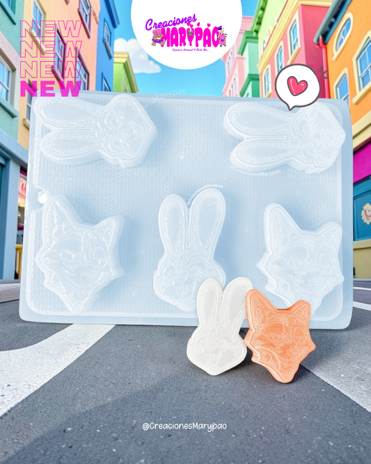 🐰🦊 Molde Inspirado en Zootopia – Judy & Nick Yesitos Gelatinas Y Más✨
