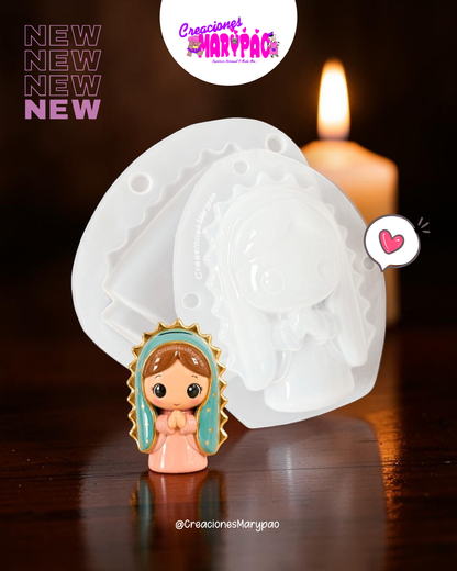 Molde Para Alcancía de Yeso Virgencita Kawaii ✨