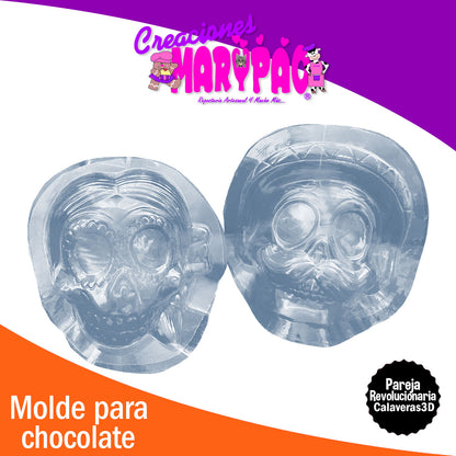 Moldes Calaveras 3D Pareja Revolucionaria Día de Muertos