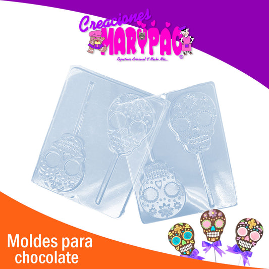 Moldes Paletas de Chocolate Calaveras Día de Muertos