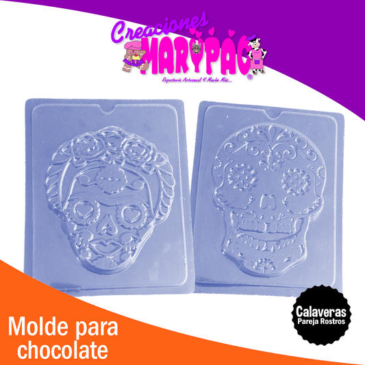 Moldes Calaveras De Chocolate Día de Muertos Rostros