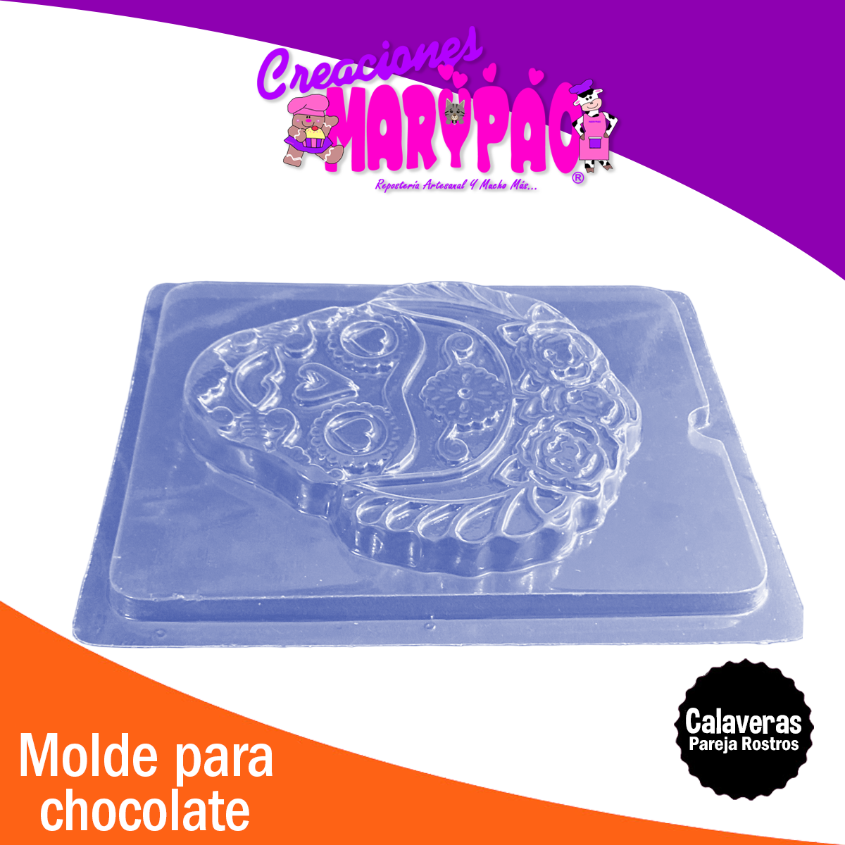 Moldes Calaveras De Chocolate Día de Muertos Rostros