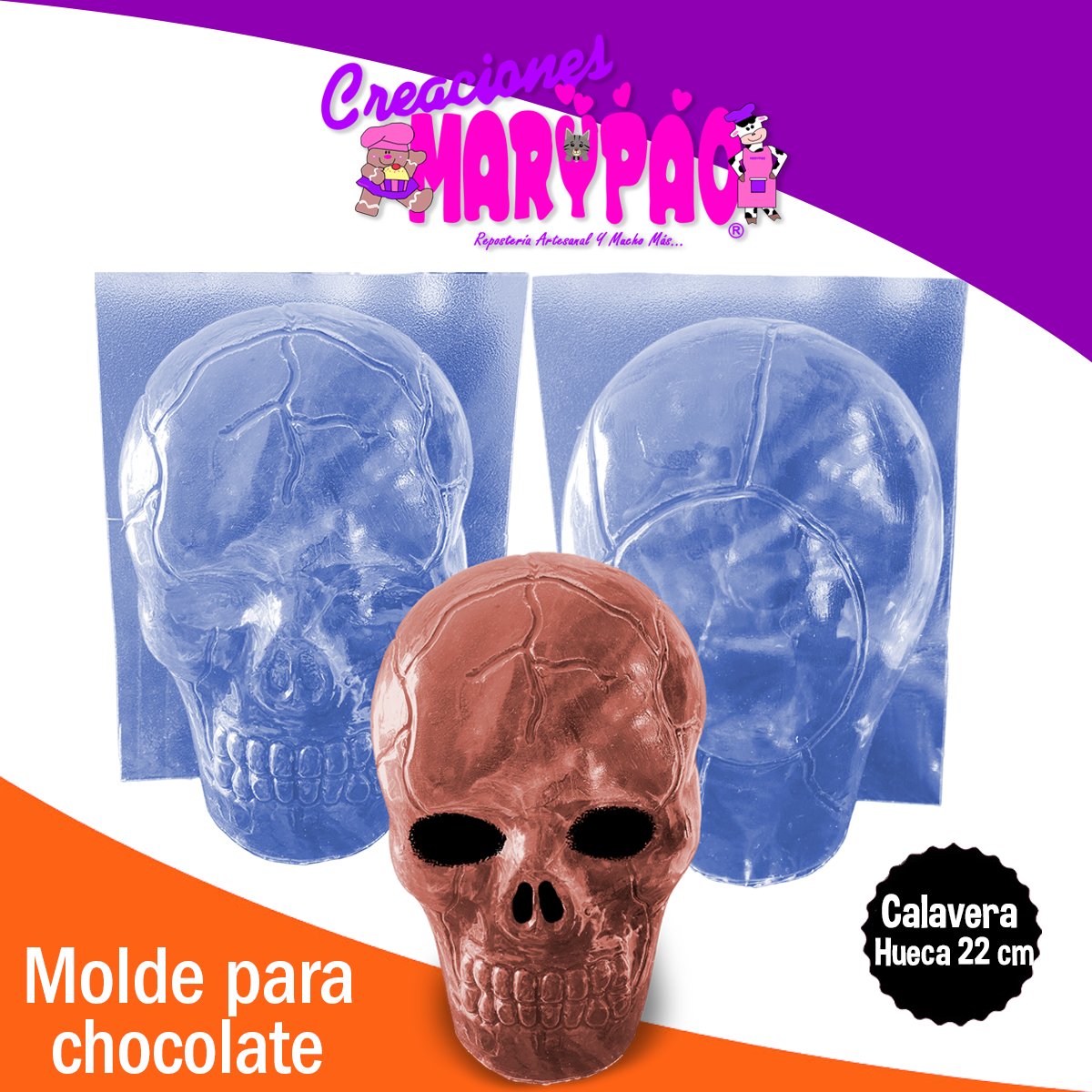 Molde Calavera Hueca 22 Cm Chocolates Dia De Muertos