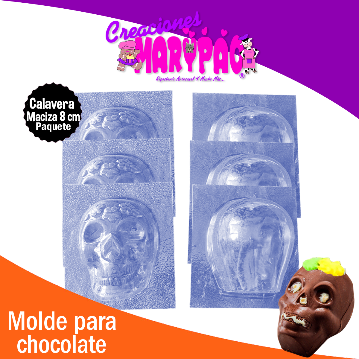 Molde Calavera 8 cm Chocolate Macizo Halloween Dia de Muertos