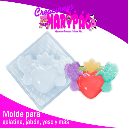 ❤️Molde Corazones Milagritos Mexicanos Diseño Grande Colibrís🐦