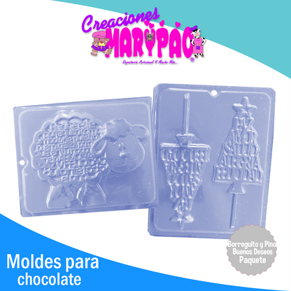 Moldes Para Chocolate Navidad Buenos Deseos Borreguito y Pino