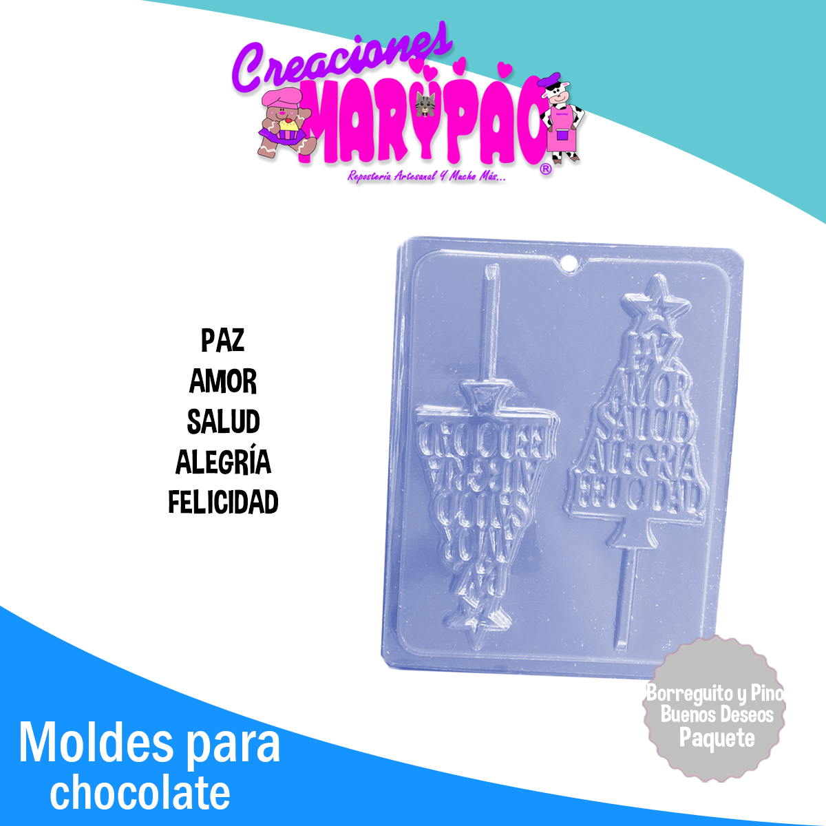 Moldes Para Chocolate Navidad Buenos Deseos Borreguito y Pino