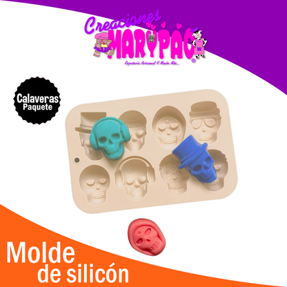 Molde De Silicón Calaveras + Molde Para Llavero