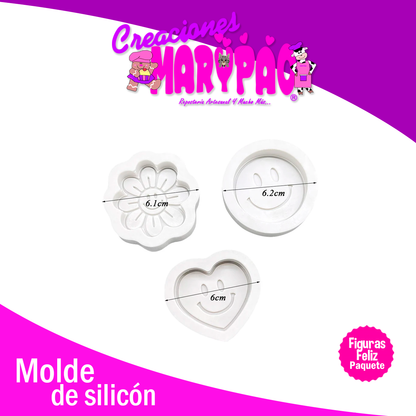 Moldes De Silicón Paquete Feliz Cara Corazón Flor