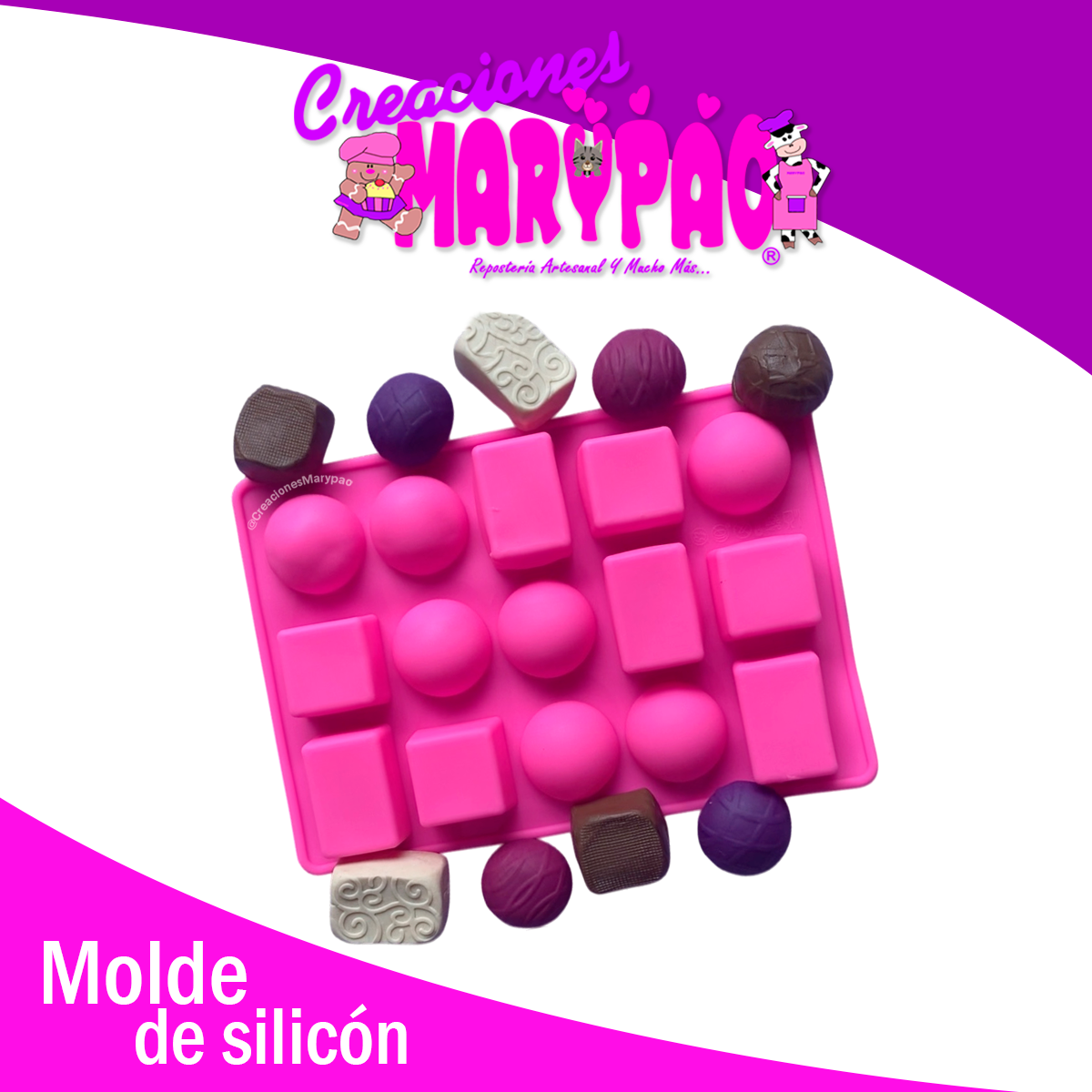 Molde De Silicón Para Chocolates Rellenos con Textura