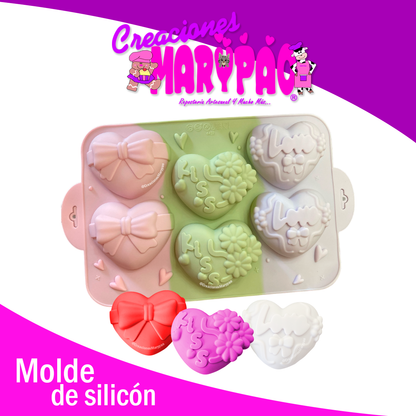 💕Moldes de Silicón Corazones, Love, Moño Y Kiss Me💋