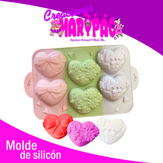 💕Moldes de Silicón Corazones, Love, Moño Y Kiss Me💋