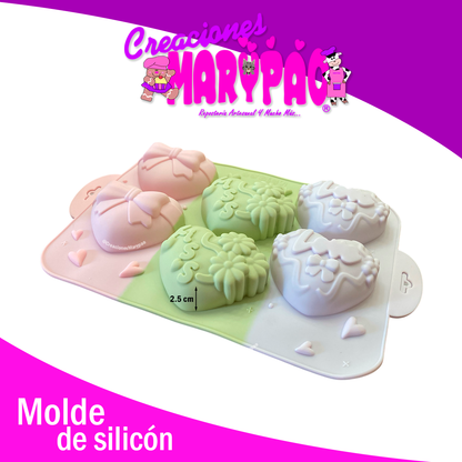 💕Moldes de Silicón Corazones, Love, Moño Y Kiss Me💋