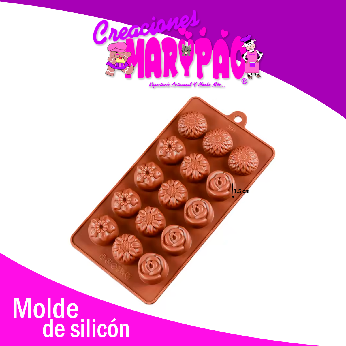 🌸✨ Pack de 2 Moldes de Silicón Flores – Ideal para Chocolatería y Bombonería ✨🌸