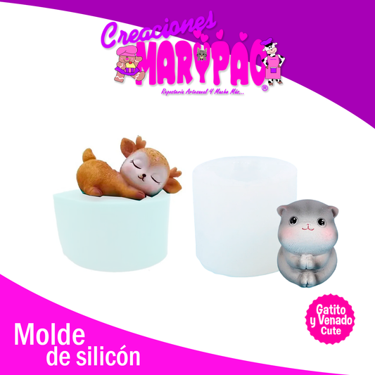 Moldes De Silicón Gatito y Vendado Paquete Cute Velas Yeso