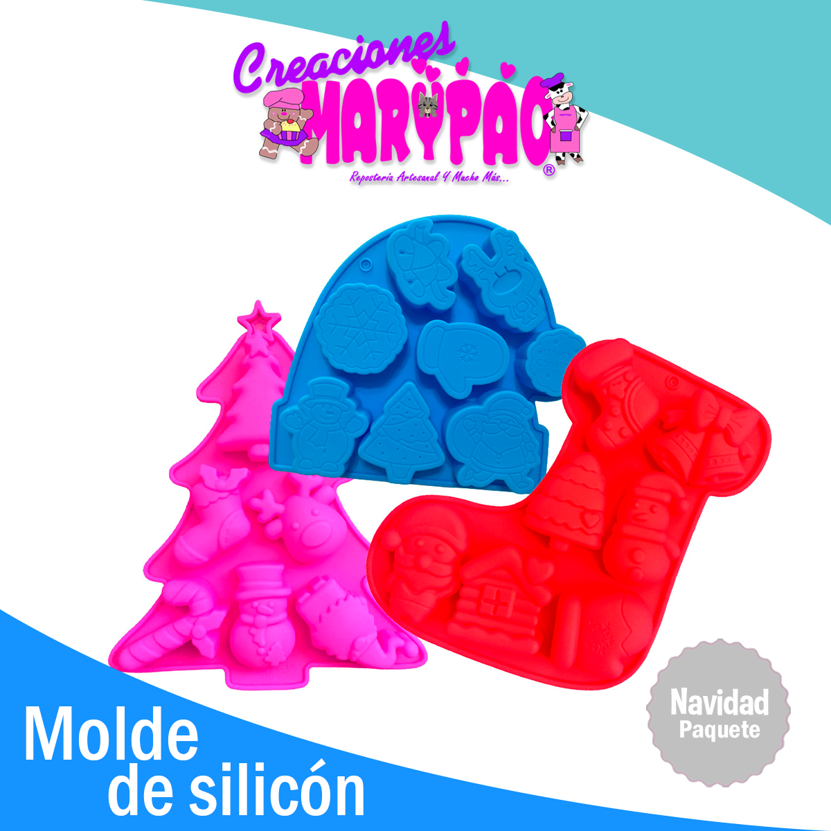 Moldes De Silicón Navidad Bota Árbol Pino Paquete Oferta