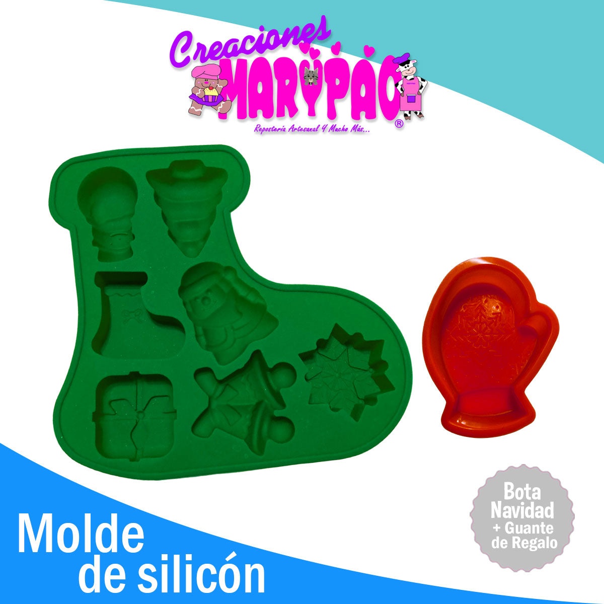 Moldes De Silicon Navidad Bota Con Varios Diseños + Regalo