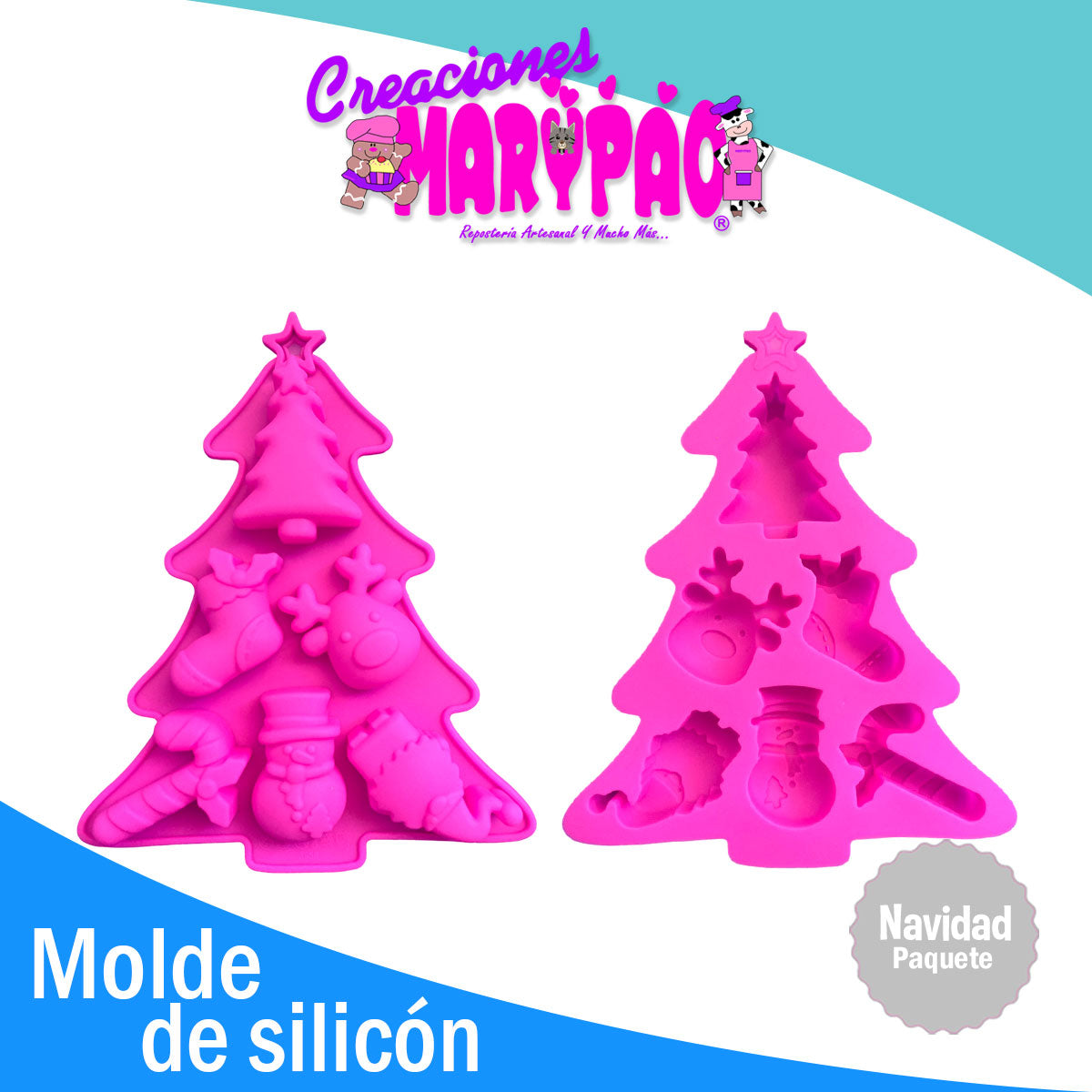 Moldes De Silicón Navidad Bota Árbol Pino Paquete Oferta