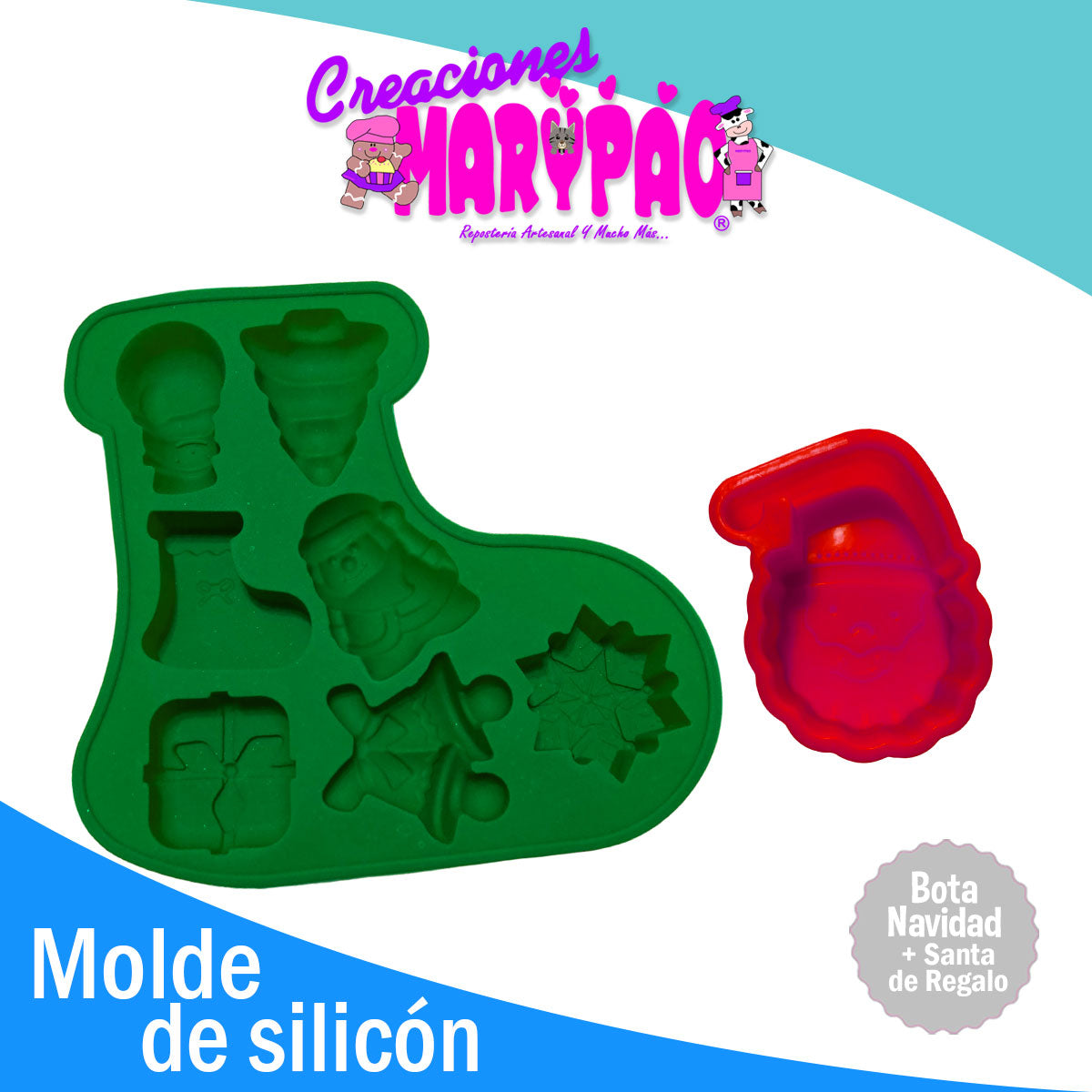 Moldes De Silicon Navidad Bota Con Varios Diseños + Regalo