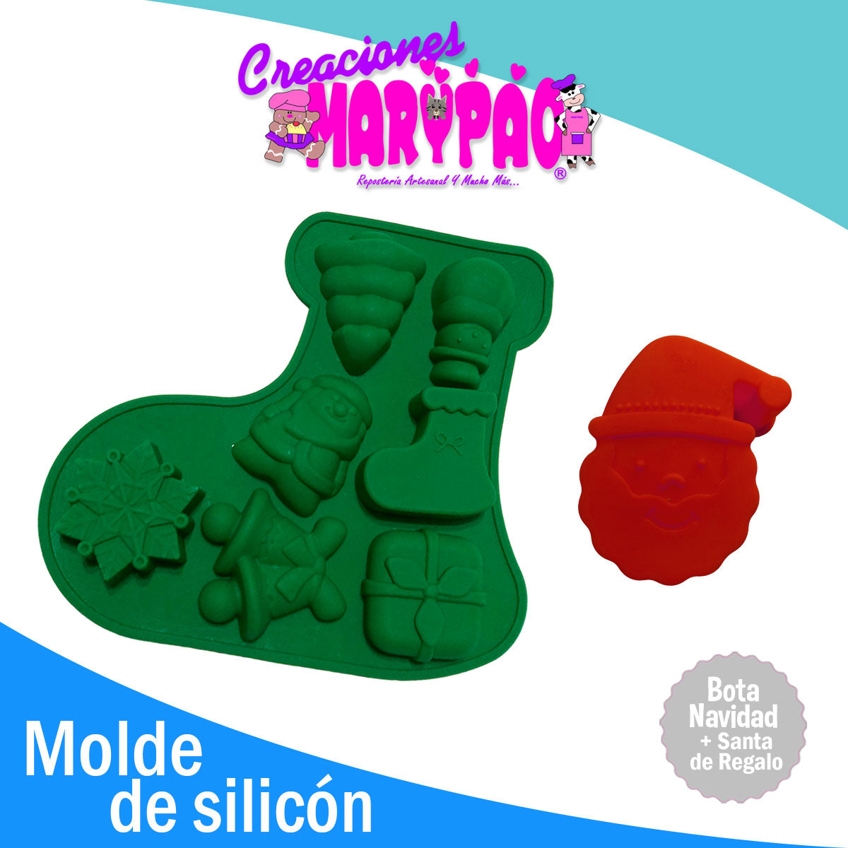 Moldes De Silicon Navidad Bota Con Varios Diseños + Regalo