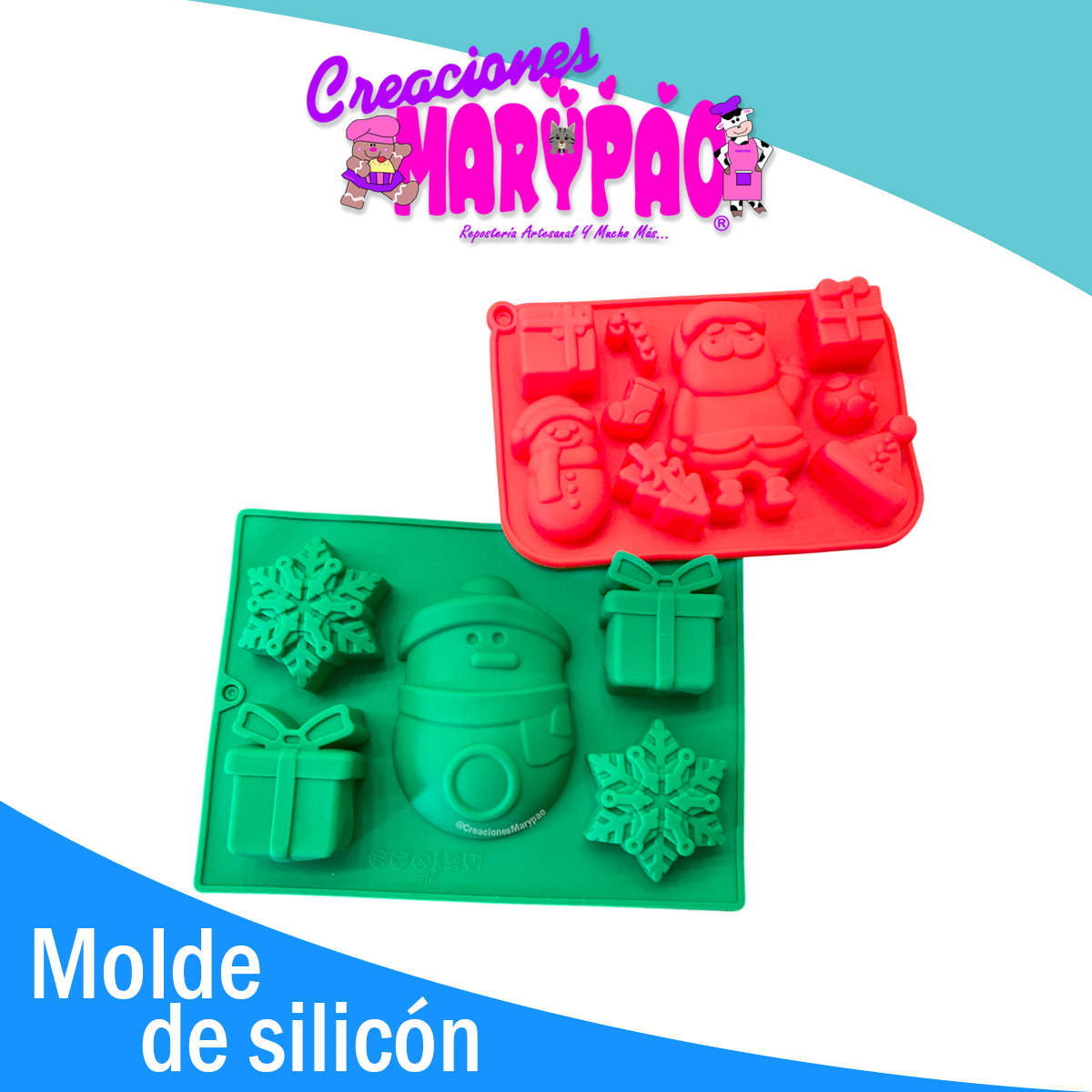 🎅 Pack de Moldes Navideños de Silicón – Santa & Muñeco de Nieve 🎄