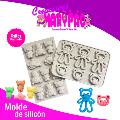 Moldes De Silicón Ositos Baby Paquete