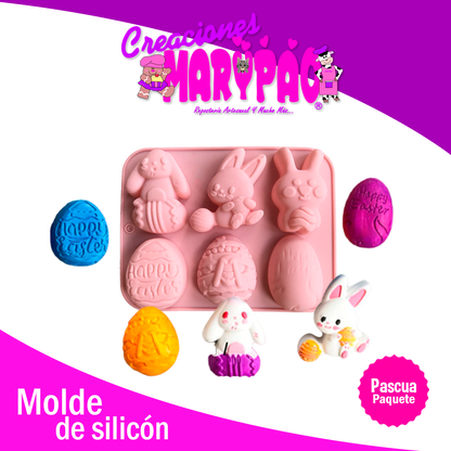 Moldes De Silicón Pascua Huevitos Conejo Pato Paquete Promoción