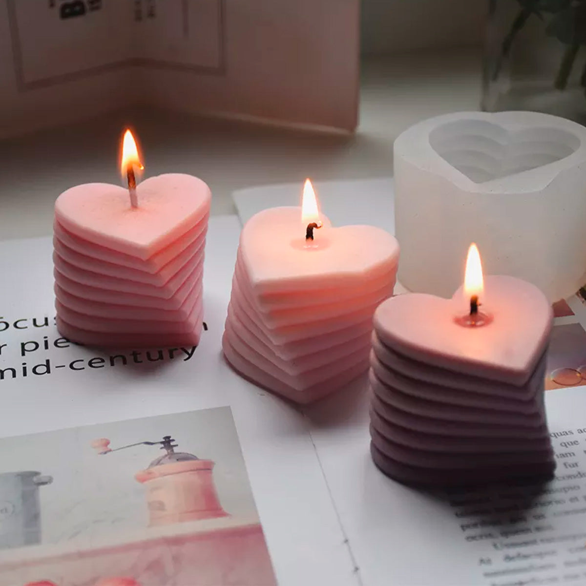 Moldes De Silicón Velas Corazones Giratorios Febrero Amor