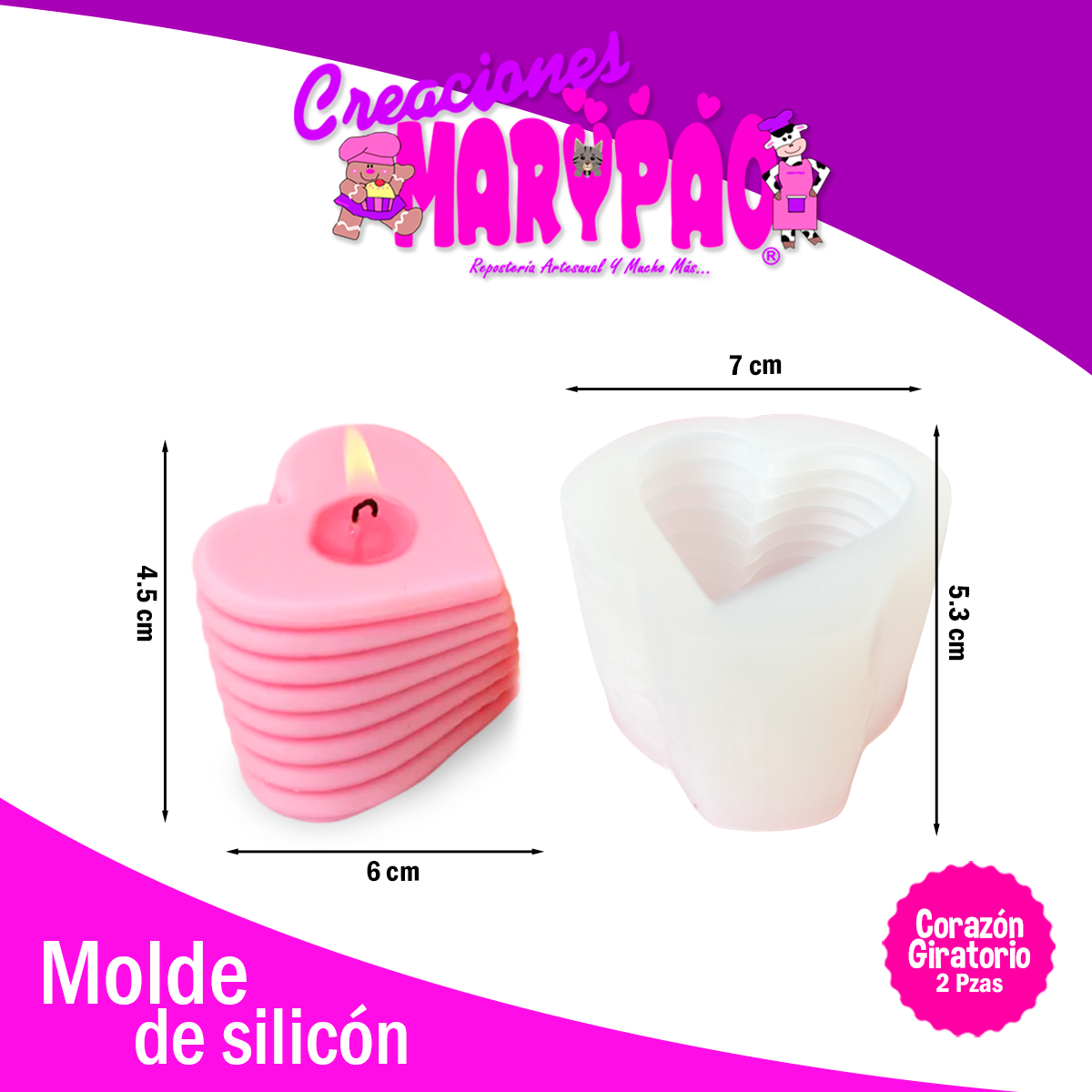 Moldes De Silicón Velas Corazones Giratorios Febrero Amor