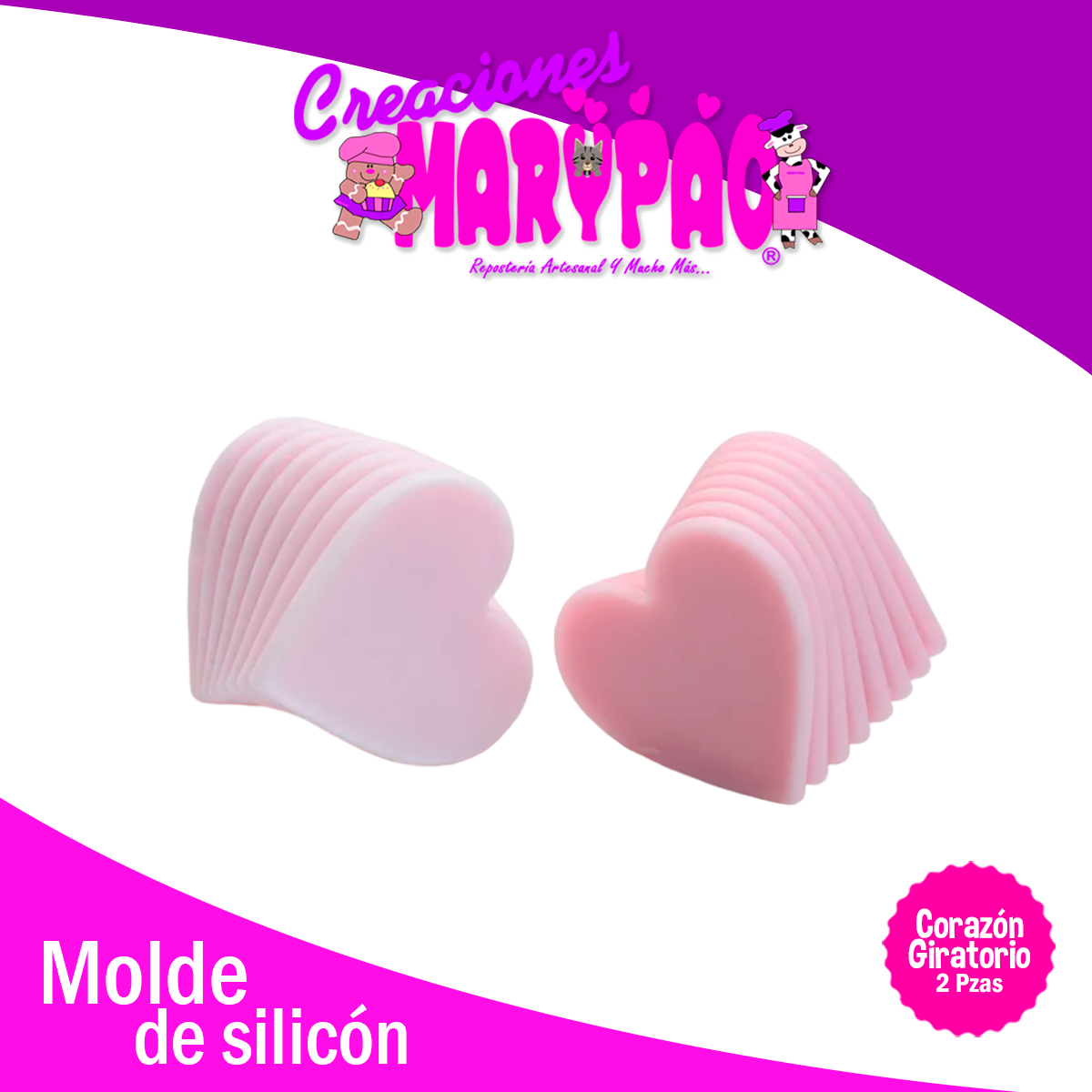 Moldes De Silicón Velas Corazones Giratorios Febrero Amor