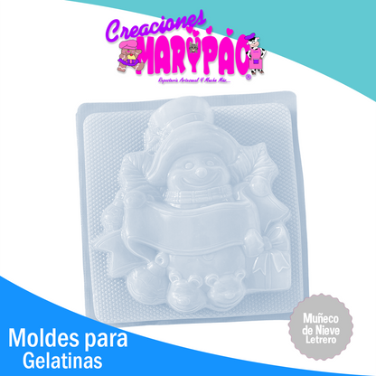 Molde Para Gelatina Muñeco De Nieve Letrero Navidad