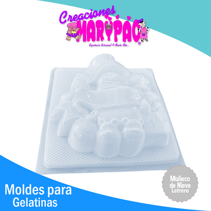 Molde Para Gelatina Muñeco De Nieve Letrero Navidad