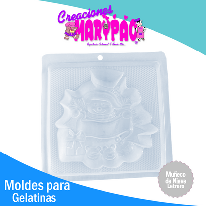 Molde Para Gelatina Muñeco De Nieve Letrero Navidad