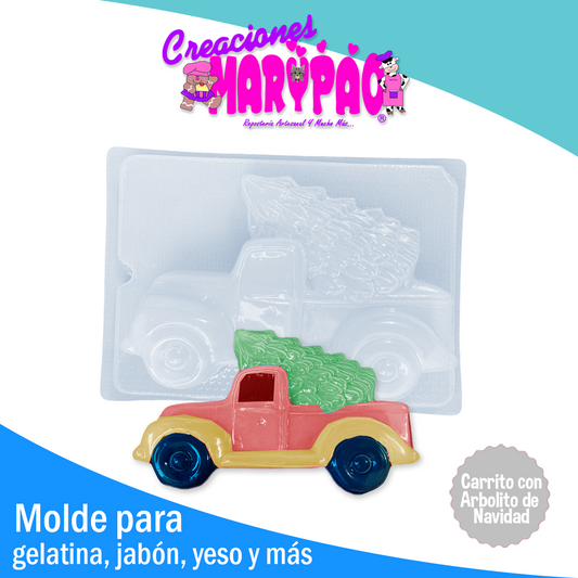 Molde Carrito con Árbol de Navidad Gelatinas