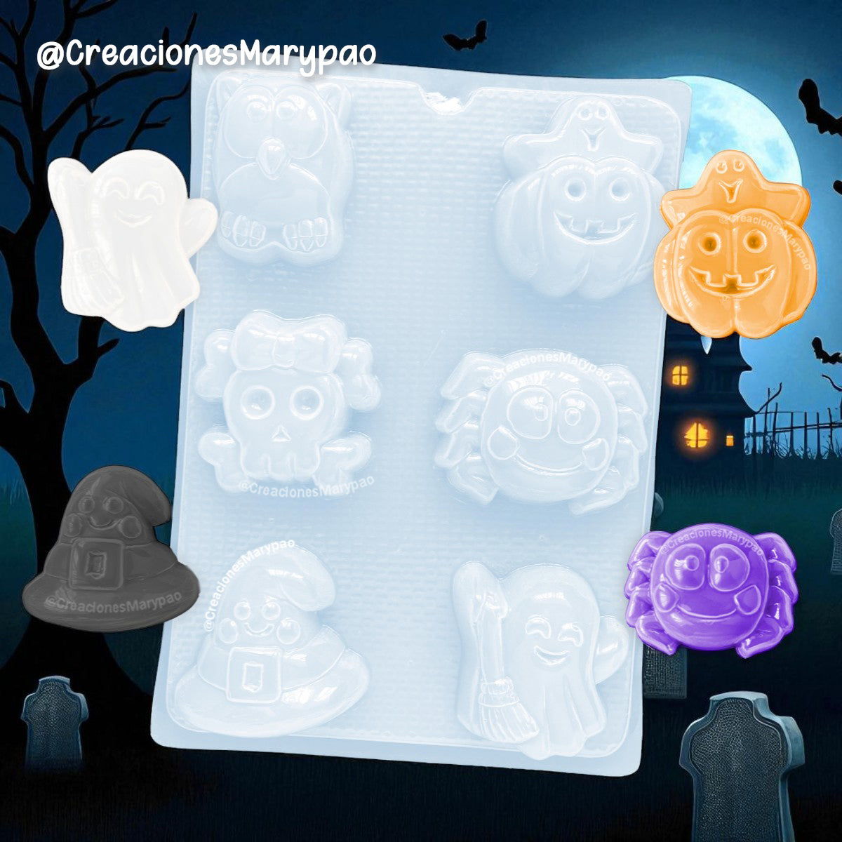 🎃 Molde Surtido Halloween (6 cavidades) 🕸️