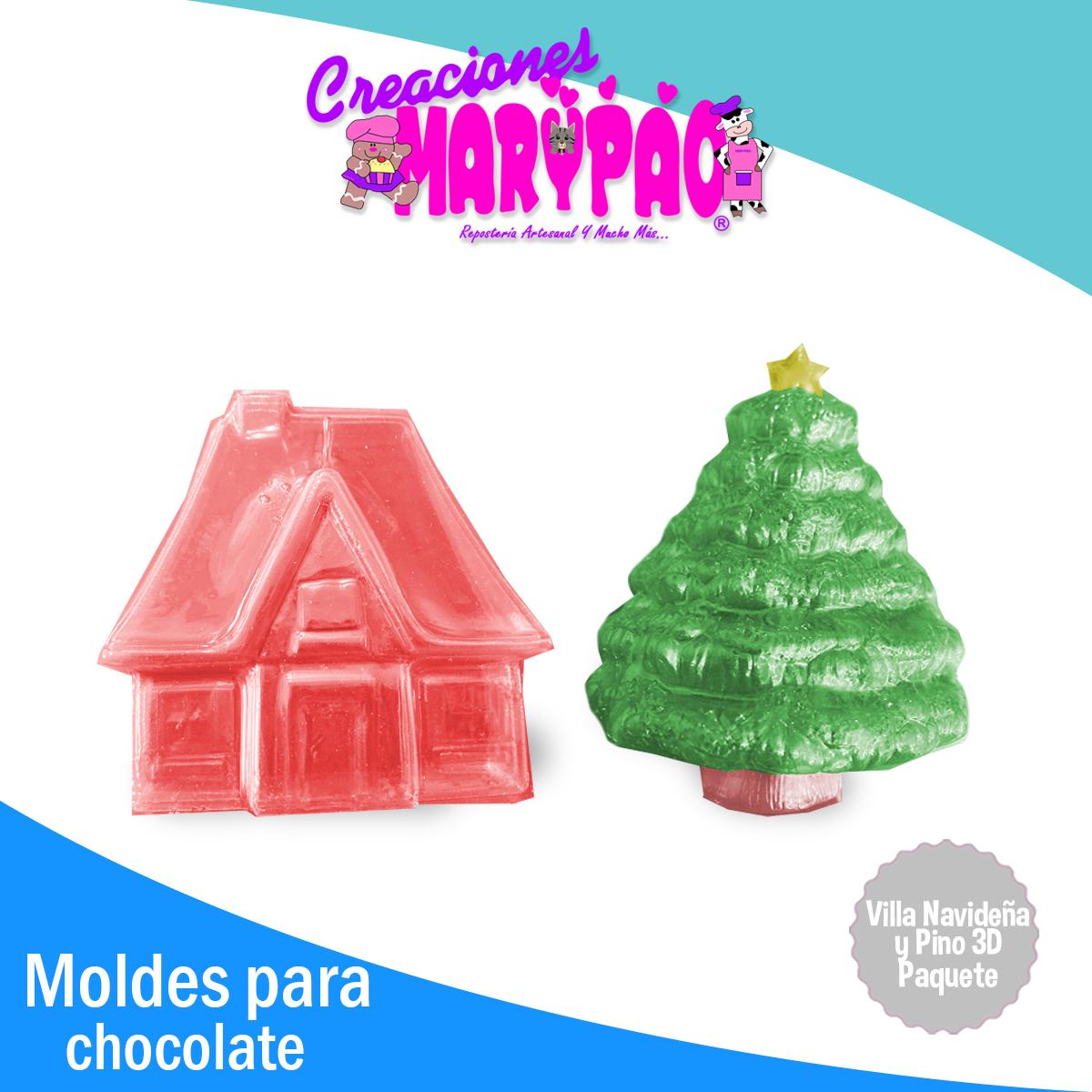 Moldes Villa Navideña y Árbol de Navidad 3D Chocolates Yeso