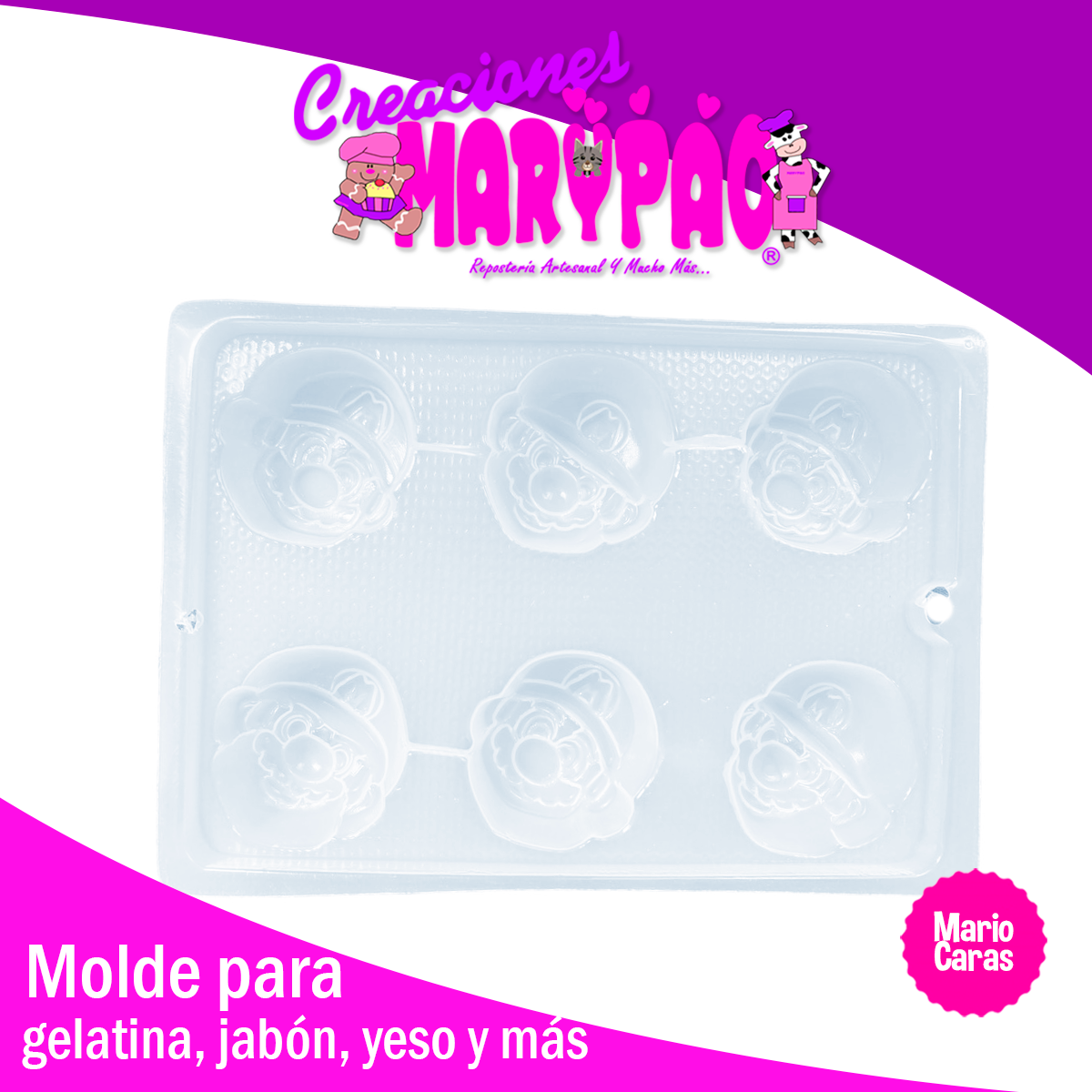 Molde Mario Bros Caras Gelatinas Figuras de Yeso